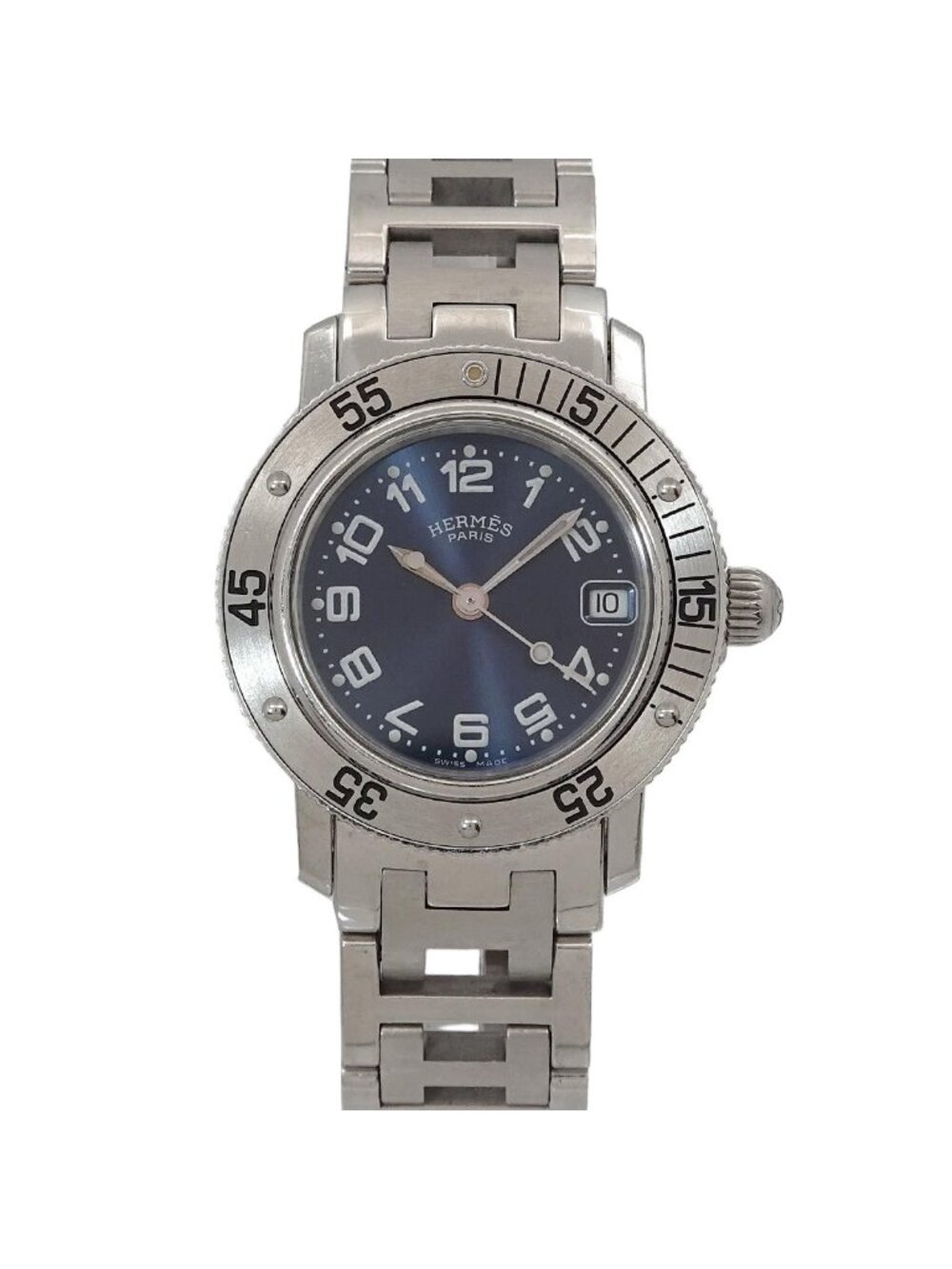 Hermes Clipper Diver Vintage Watch Date Blue Quartz